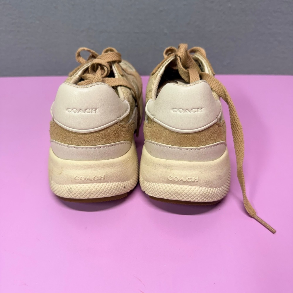 Coach CitySole Runner G5057 Tan Signature Monogram Suede Sneakers Womens 7.5 - Picture 6 of 8